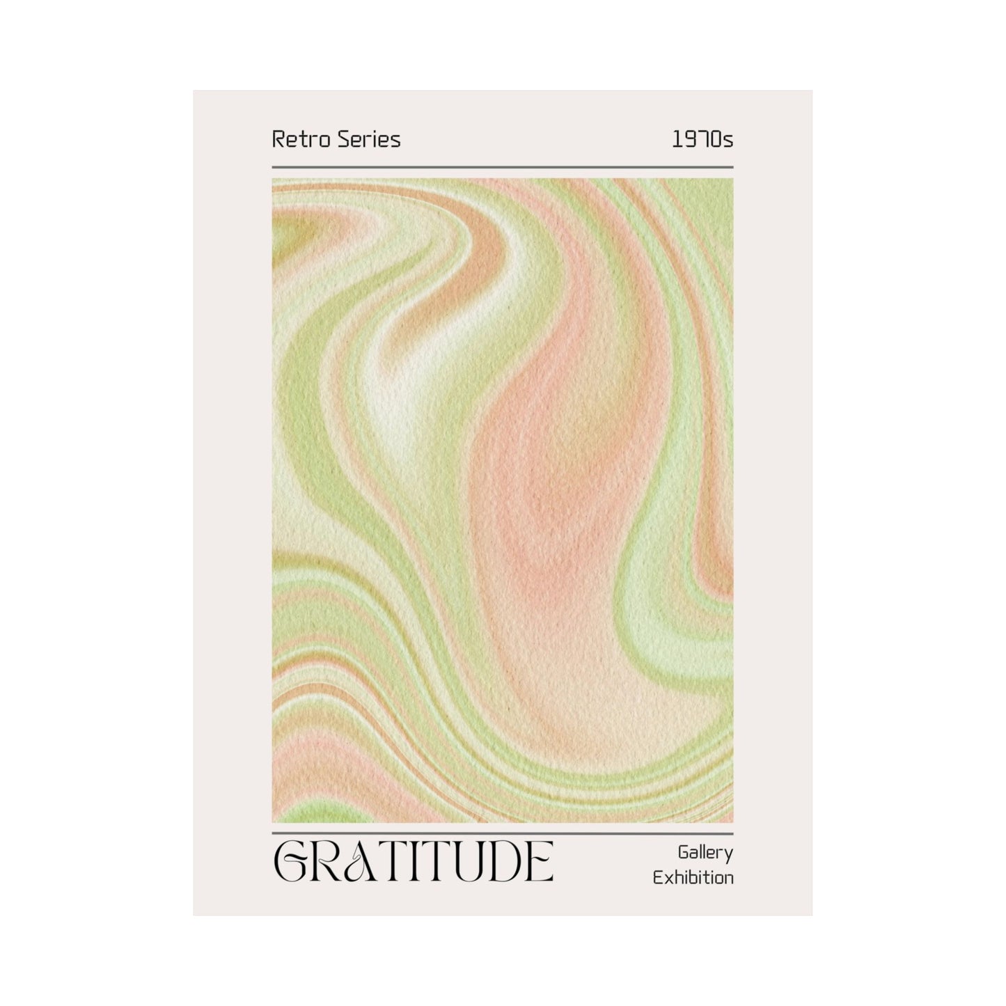 Gratitude Retro Swirl Matte Vertical Poster | 1970s Aesthetic, Abstract Pastel Art