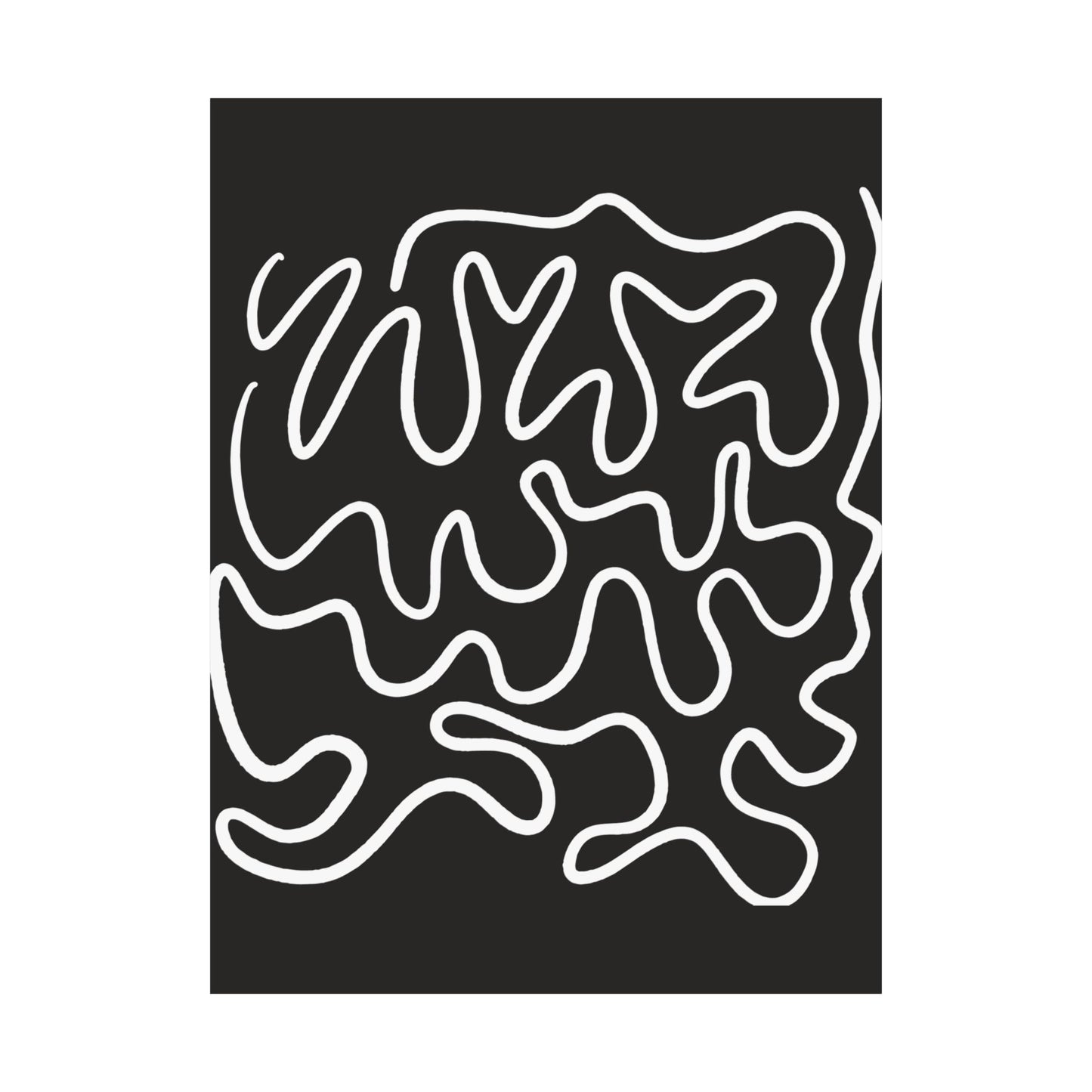 Abstract White Line Maze Matte Vertical Poster | Minimal Black Wall Art
