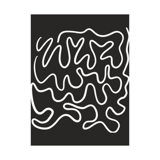 Abstract White Line Maze Matte Vertical Poster | Minimal Black Wall Art